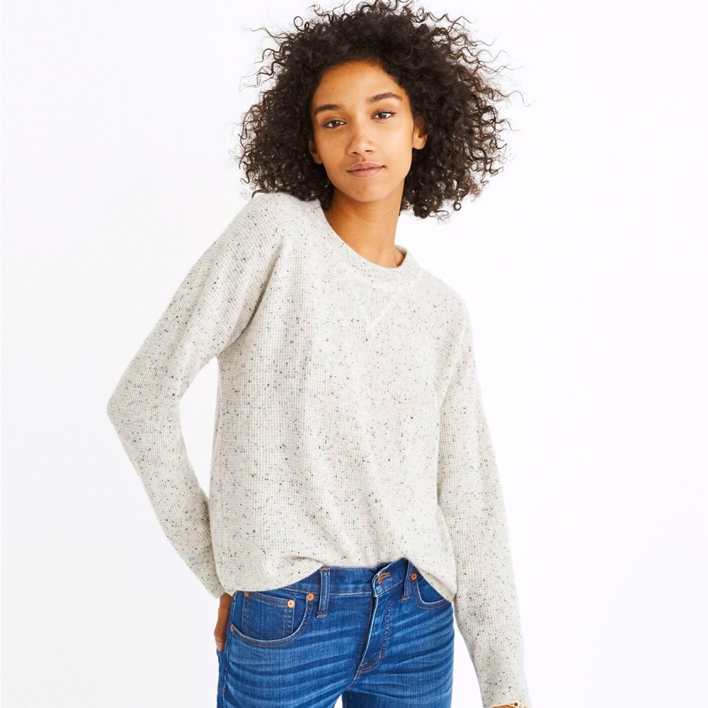 Madewell Cashmere Sweatshirt - Size Largege - Ash Donegal